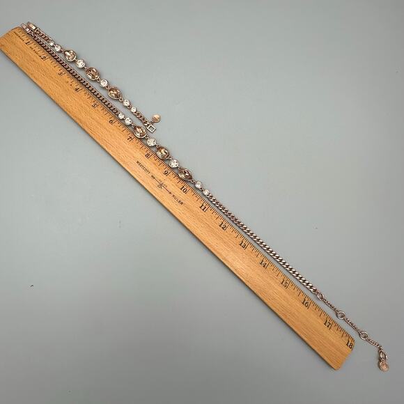 Givenchy Rose Gold Crystal Necklace Bracelet Set Champagne Clear Quiet Luxury - Picture 8 of 9